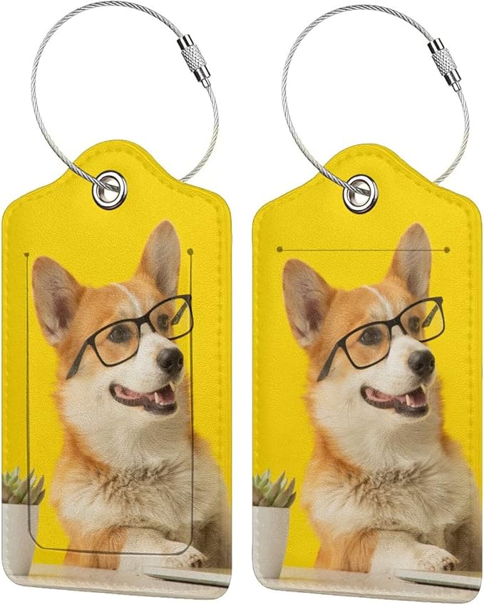 2 Pcs Yellow Luggage Tags for Suitcases Cute Dog by SNAPMADE