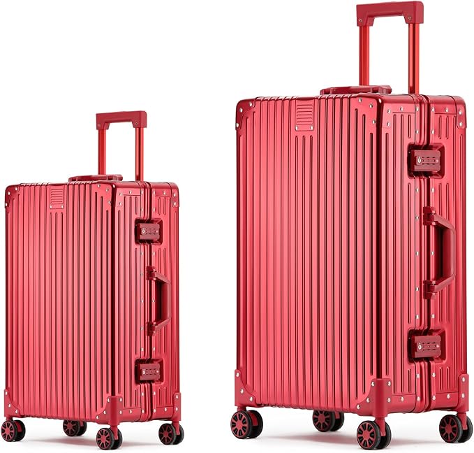 Metal All Aluminum Carry-on Luggage TSA Customs Lock Zipperless Silent Rotary by XZSP+AISU