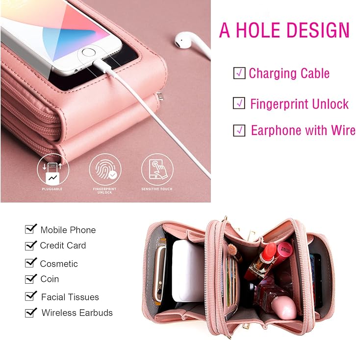 Crossbody Cellphone Purse Women Touch Screen Bag RFID Blocking Wallet Handbag - Image 2