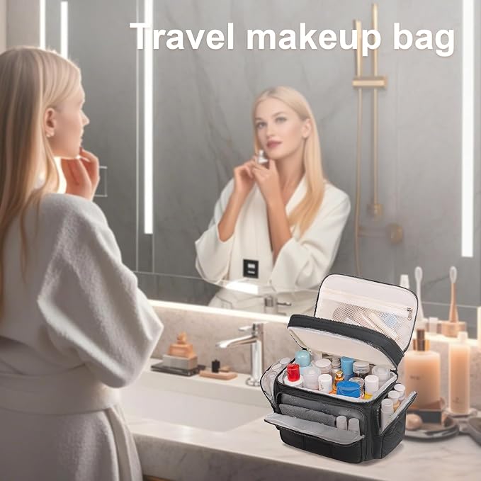 LEDAOU Toiletry Bag for Women, Quilted Travel Makeup Bag Organizer - Image 2