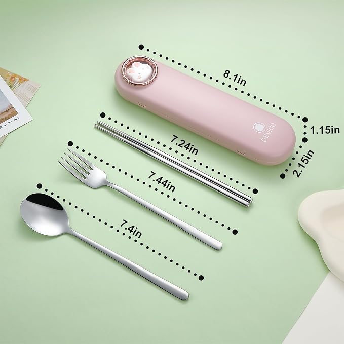 DEVICO Travel Utensils with Case Cute, Reusable Silverware - Image 7