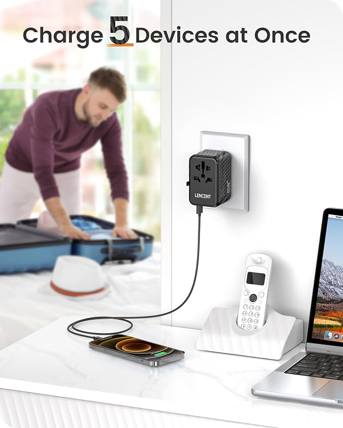 LENCENT Universal Travel Adapter, 65W GaN International Fast Charger - Image 5
