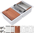 Dcolora 33 Inch Granite Compoisite Kitchen Sink White Undermount Kitchen Sink by Dcolora