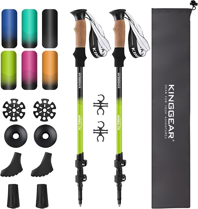 KINGGEAR Nordic Walking Stick, TP1 Hiking Poles Retractable Lightweight 7075 by KINGGEAR