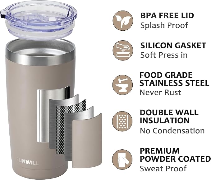 SUNWILL Travel Coffee Tumbler 20 oz, Insulated Mug - Image 2