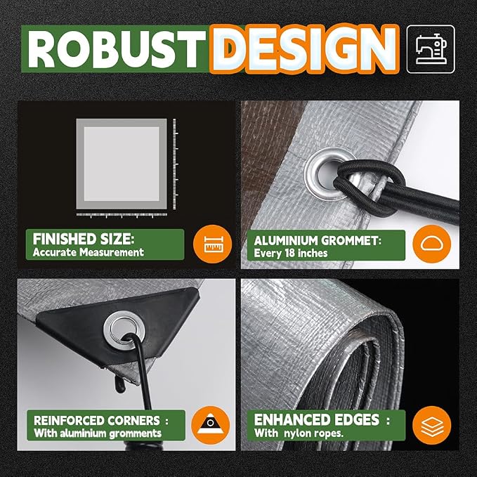 Tarps Heavy Duty Waterproof 8x10 Feet, 10Mil Multipurpose Poly Tarp Cover - Image 4