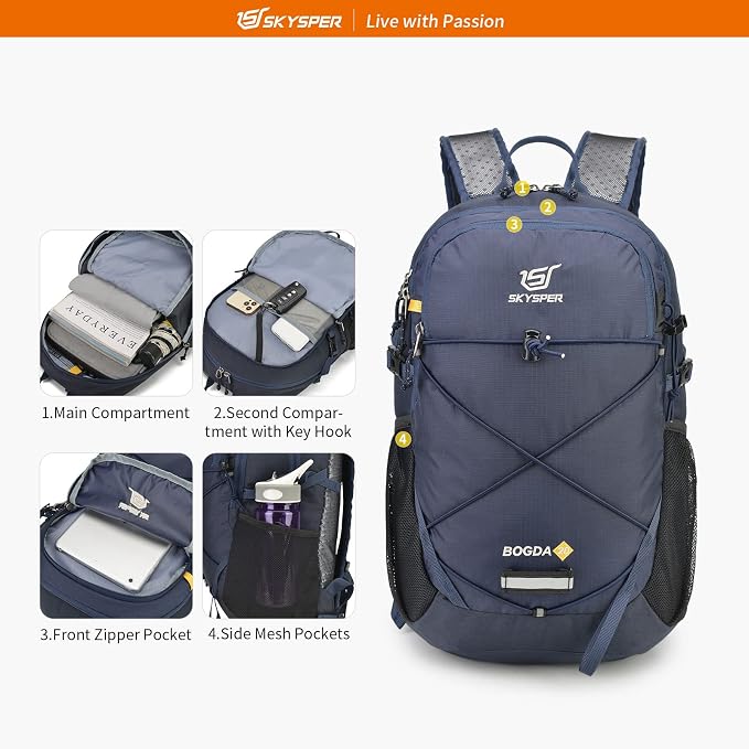 SKYSPER Small Hiking Daypack, 20L Lightweight Travel Backpacks Day Hike Pack - Image 5