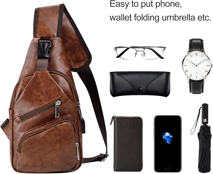 AMJ Crossbody Sling Bag Men Women, Casual Shoulder Backpack, Chest Daypack - Image 5