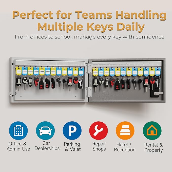 24 Key Lock Box Wall Mount, Smart Key Cabinet, use One Time Password, Fixed Code - Image 6