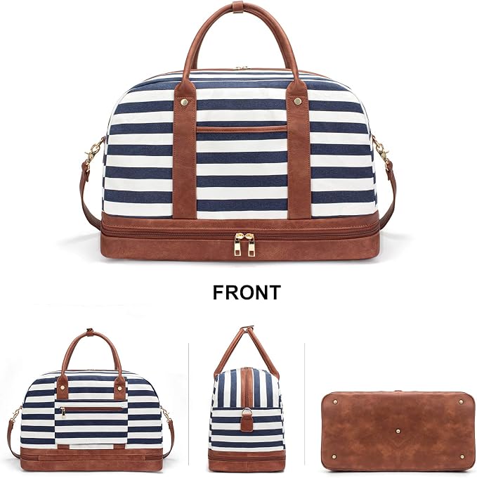 Weekender Bag for Women Canvas Overnight Bag Large Travel Tote Bag Carry on - Image 7