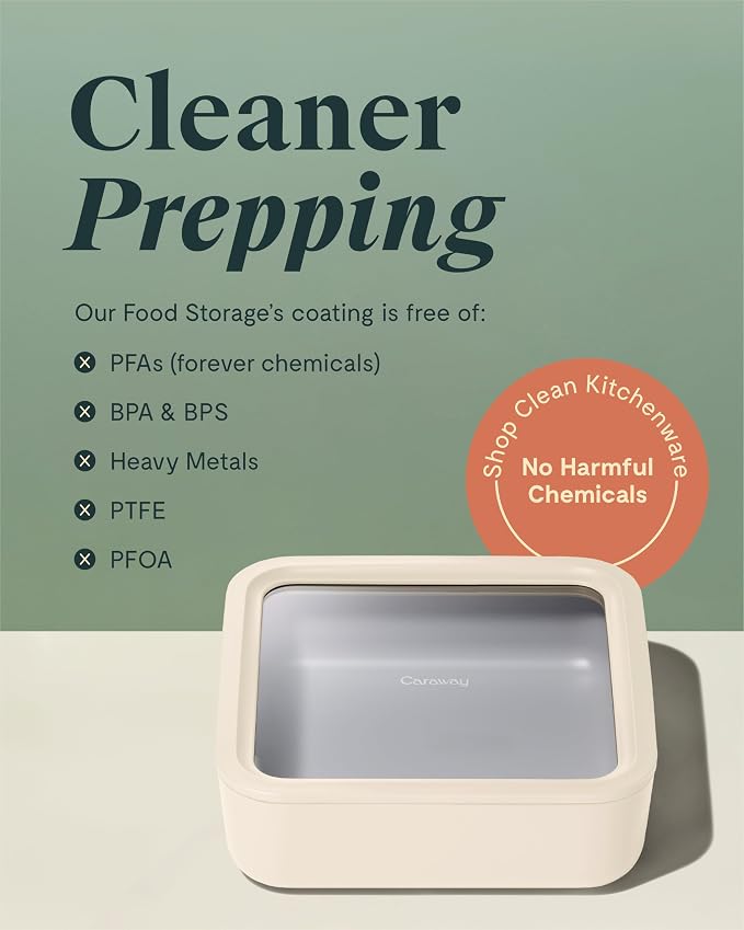 Caraway Glass Food Storage, 10 Cup Glass Container, Ceramic Coated Food - Image 6
