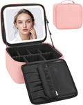 Relavel Makeup Bag with Light Up Mirror, Makeup Case Travel Cosmetic Bags Brush by Relavel
