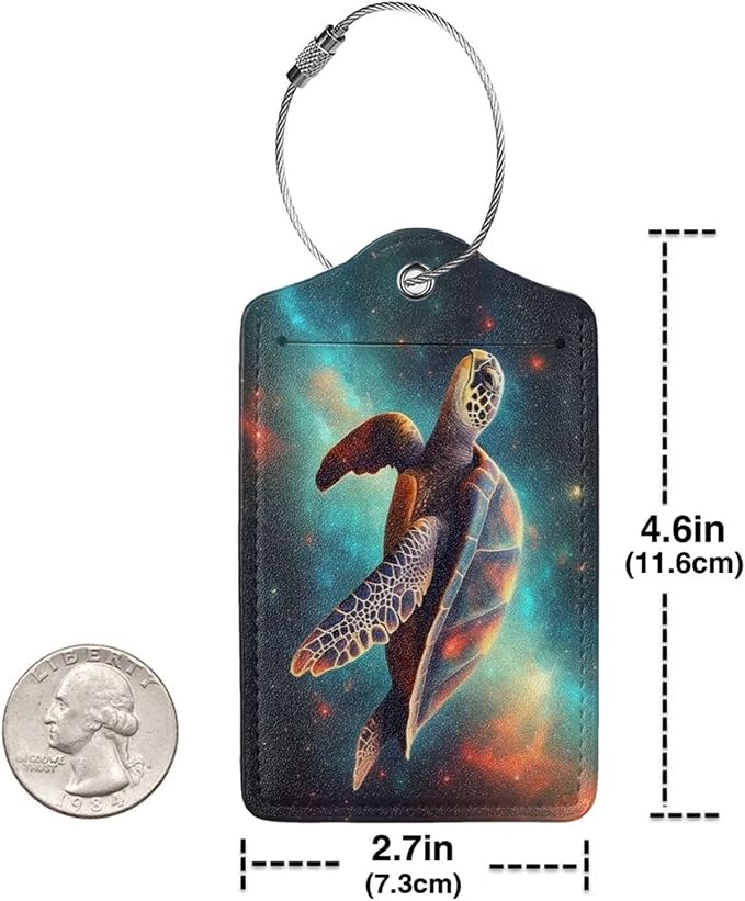 Sea Turtle Leather Luggage Tag - Image 4