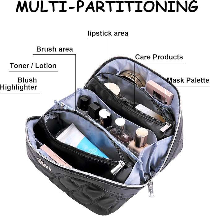 Travel Makeup Bags for Women Cosmetic Bag: Puffy Make up Bags Set of 3 - Image 3
