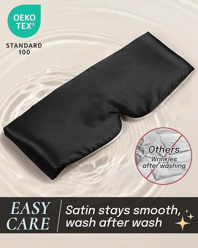 Zenssia Satin Sleep Mask for Women and Men, Lightweight Padded Eye Mask - Image 3