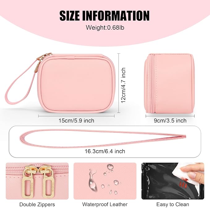 Relavel Mini Makeup Bag with Led Mirror, Small Cosmetic Bag with 3 Light Modes - Image 2