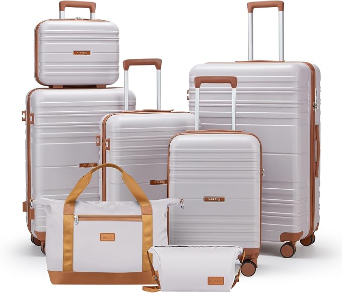 Luggage Sets with spinner wheels, PC+ABS Hard Shell Travel Luggage, Lightweight by Unknown