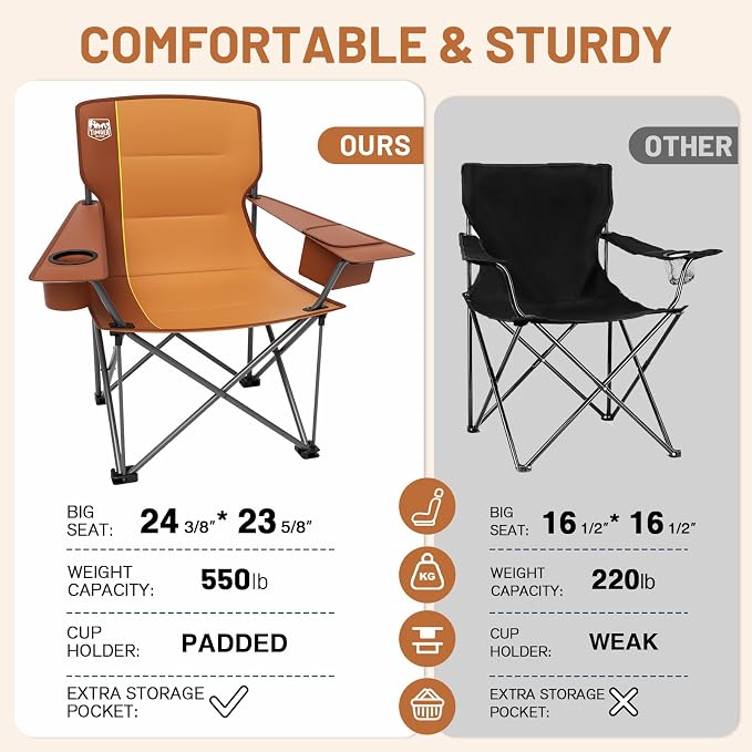 TIMBER RIDGE Oversized Folding Camping Chair - Image 7