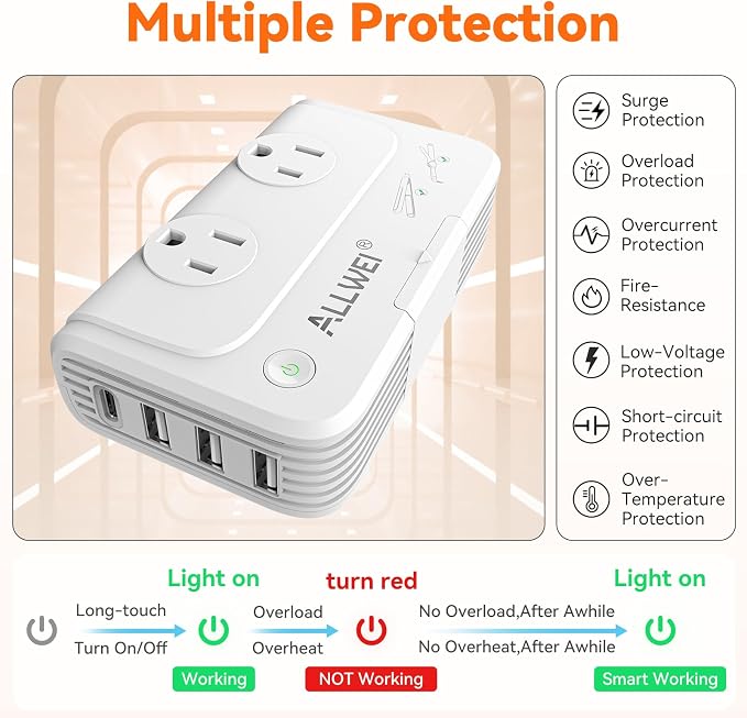 ALLWEI 220V to 110V Travel Voltage Converter us to Europe, Step Down Converter - Image 6