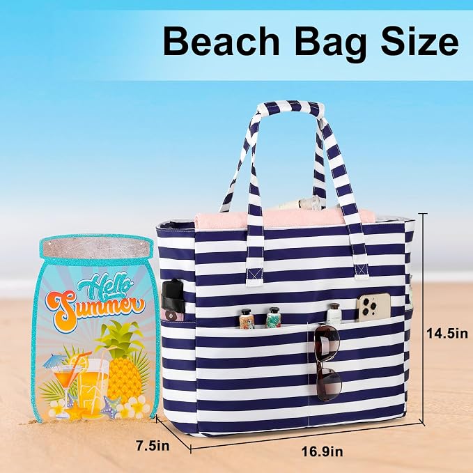 LEDAOU Beach Bag Waterproof Sandproof Women Tote Bag Pool Bag - Image 7