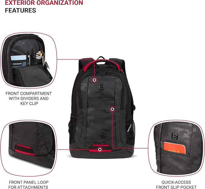 SwissGear Cecil 5505 Laptop Backpack, Camo Noir - Image 2
