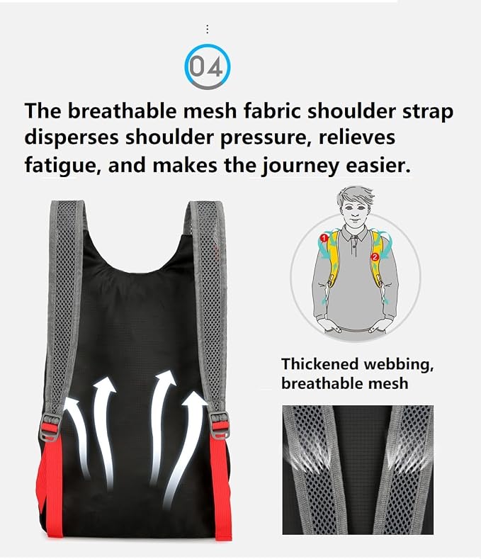 16L Hiking Daypack Lightweight Foldable Travel Backpack Water Repellent Camping - Image 5