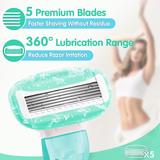 DreamGenius Travel Razors for Women Include 1 Handle and 5 Cartridges, Extra - Image 2