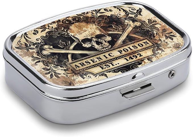 Metal 2 Compartment Pill Organizer Travel Friendly Portable Compact Pill Box - Image 3
