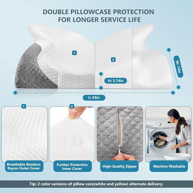 ZAMAT Adjustable Cervical Memory Foam Pillow, Odorless Neck Pillows - Image 6