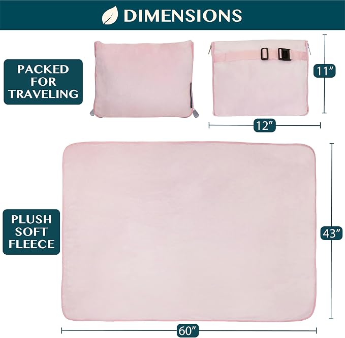 PAVILIA Travel Blanket Pillow, Soft Airplane Blanket 2-in-1 Combo Set, Plane - Image 6