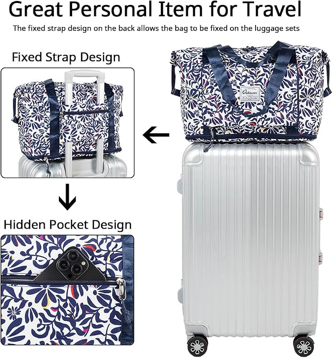 Large Capacity Foldable Travel Bag Expandable Portable Carry on Bag Dry&Wet - Image 3