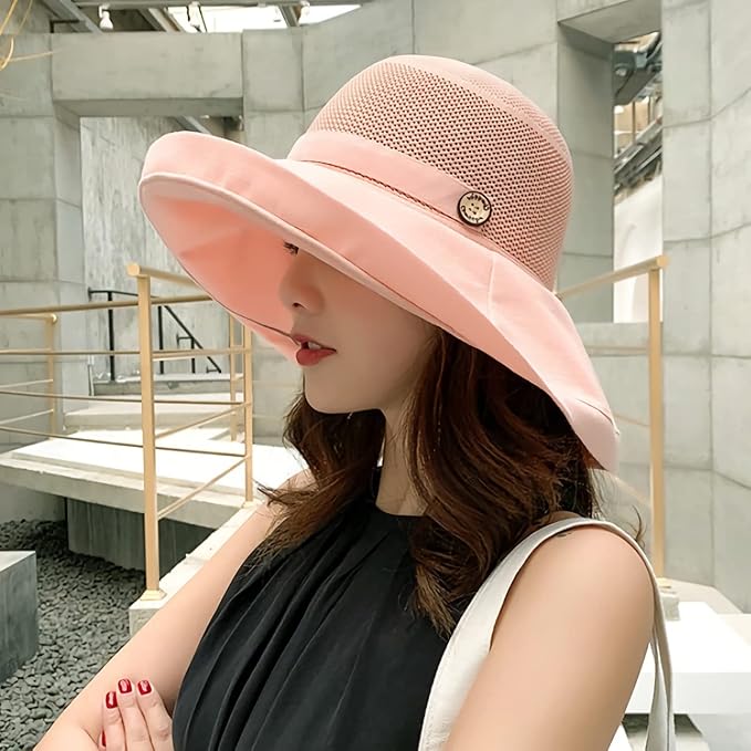 Women Wide Brim Sun Hats Metal Wired Edge Summer UV Protection Beach Fishing Hat - Image 4