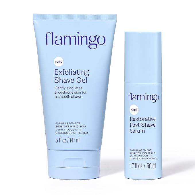 Flamingo Pubic Hair Shaving Skin Care Set, Exfoliating Shaving Gel by Flamingo
