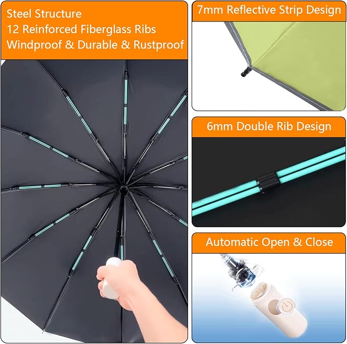 Large Double-Ribs Umbrella Automatic Folding Umbrella - Image 6