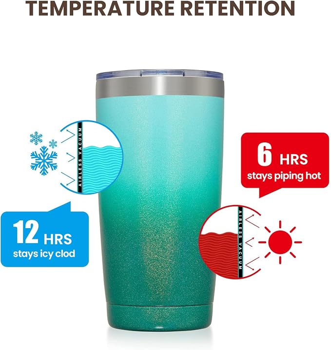 MEWAY 20oz Tumbler 4 Pack Double Wall Vacuum Insulated Travel Glitter Mug Bulk - Image 6