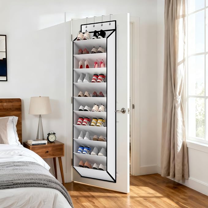 KEEPJOY 10 Tiers White Over Door Shoe Organizer Storage, Hanging Shoe Holder - Image 2