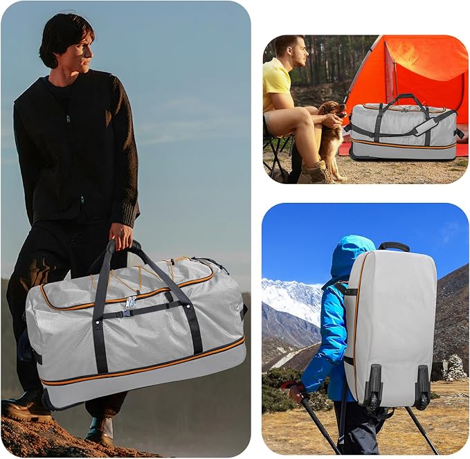 Vomgomfom 32" Soft-Sided Foldable Wheeled Travel Duffel Bag, Expandable 110L to - Image 6