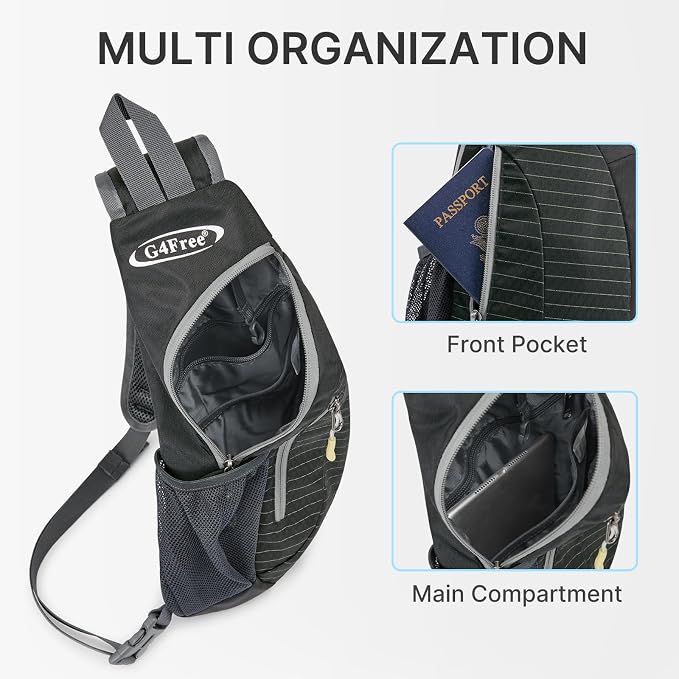 G4Free Sling Bag for Men Women, Small Crossbody Backpack Lightweight Chest - Image 3