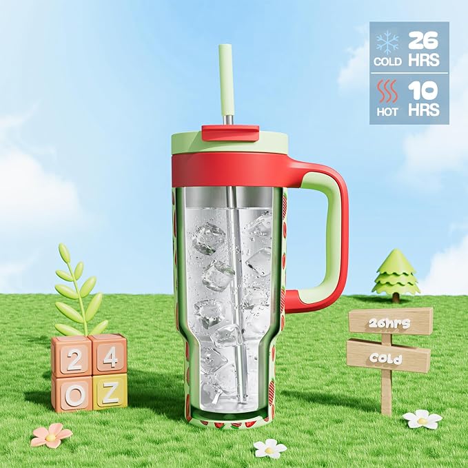 24 oz Metal Tumbler Cup for Girls: Easy Grip Handle, Leak-Proof when Sealed - Image 2