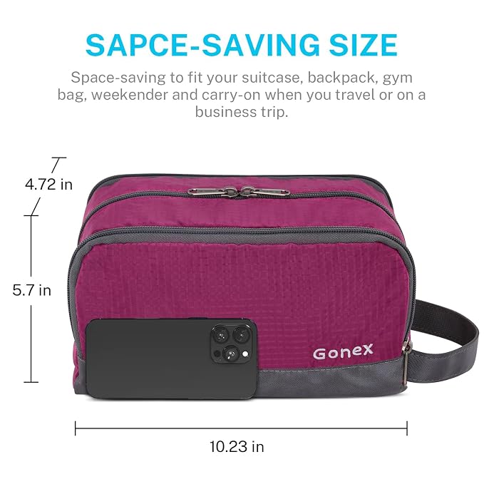 Gonex Travel Toiletry Bag Nylon, Cosmetic Makeup Bag - Image 2