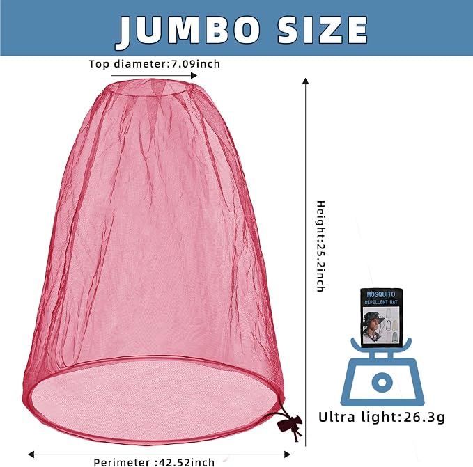 Oversized Mosquito Net 42 x 25 Inches Ultra Large Mosquito Head Net Face Neck - Image 2