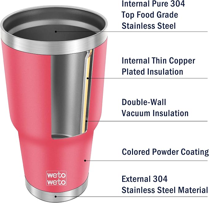 WETOWETO 30 oz Tumbler Stainless Steel Vacuum Insulated Coffee Ice Cup Double - Image 4