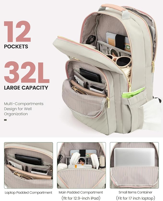 LOVEVOOK Laptop Backpack for Women, Travel Computer Work Bags - Image 2