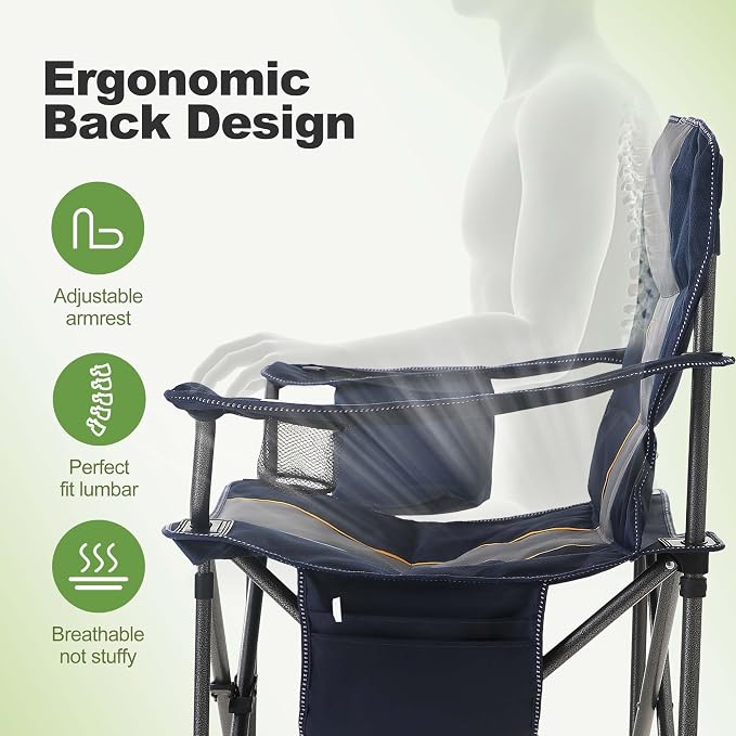 LET'S CAMP Folding Camping Chair Oversized Heavy Duty Padded Outdoor Chair - Image 8