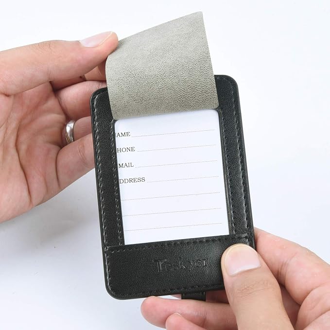 Teskyer Luggage Tags, 3 Pack Premium PU Leather Luggage Tags Privacy Protection - Image 4