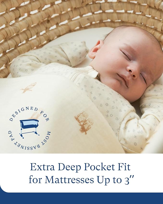 PurComfy Supersoft Fitted Bassinet Sheets, Premium Bamboo Viscose Cradle Sheets - Image 5