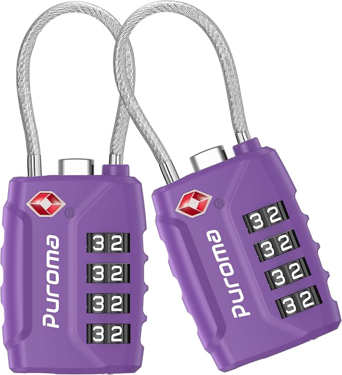 Puroma 2 Pack TSA Approved Luggage Locks, 4 Digit Combination Travel Locks by Puroma