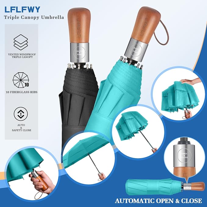 3T Wind Armor Travel Umbrella Compact Easy Auto Open Close Folding Umbrellas - Image 7
