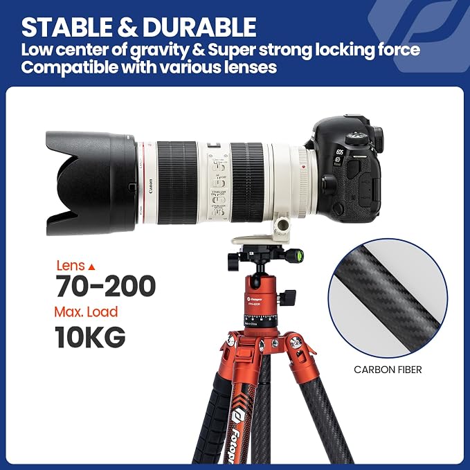 Fotopro Carbon Fiber Tripod for Camera 2lbs Ultralight 62 Inch Travel Camera - Image 5