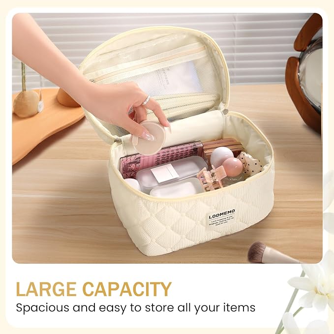 Makeup Bag 3 PCS Cosmetic Bags for Women, Large Travel Make up Bag Set Cute - Image 2